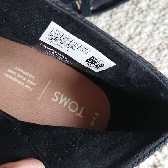 Toms Black Loren Suede Wool Blend Stacked Heel Ankle Bootie size 7.5 - Picture 9 of 12